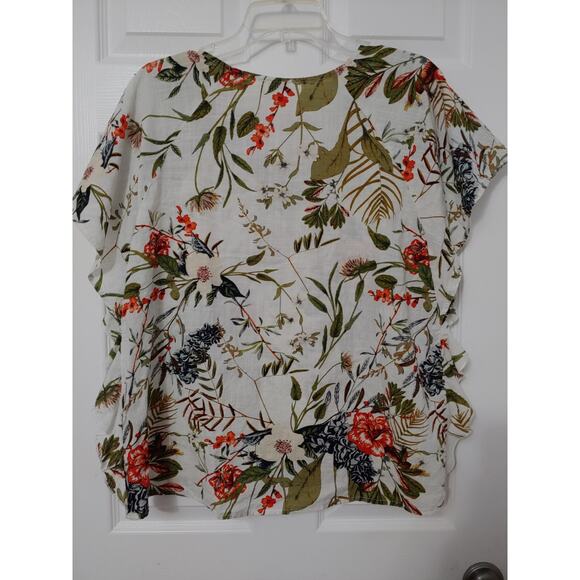 Womens Umgee Floral Ruffle Top sz L - Picture 4 of 5